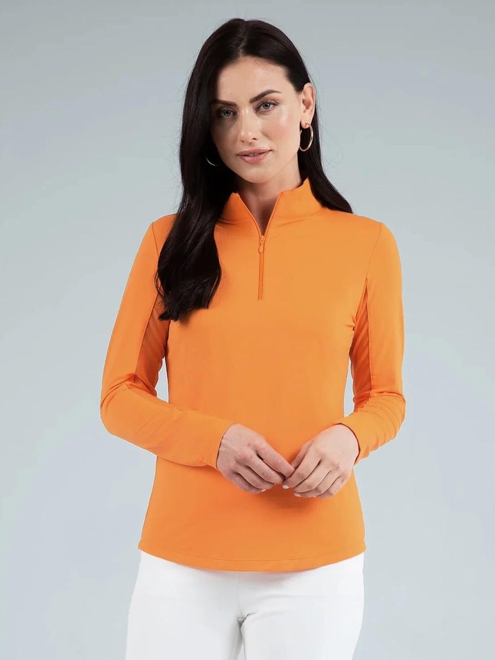 IBKUL MOCK NECK TOP - Solid Long Sleeve Orange Peel Size XXL NEW